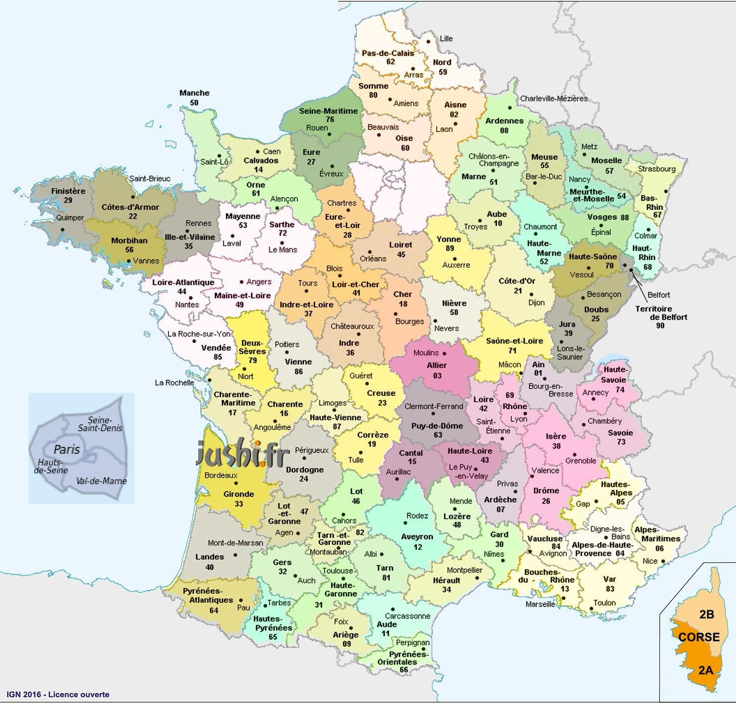 01 Département Carte - Les Departements De France dedans Carte Departement Numero