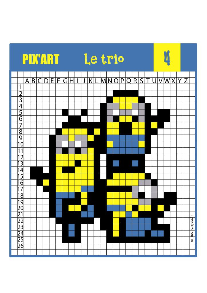 12 Modèles De Pixel Art Minions À Télécharger Gratuitement avec Jeu De Coloriage Pixel