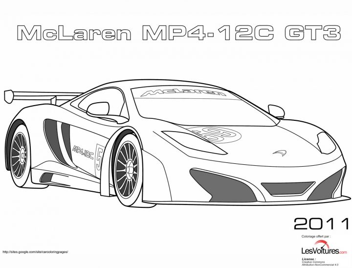 2011-Mclaren-Mp4-12C-Gt3-Coloriage-Voiture | Les Voitures à Coloriage Vehicule