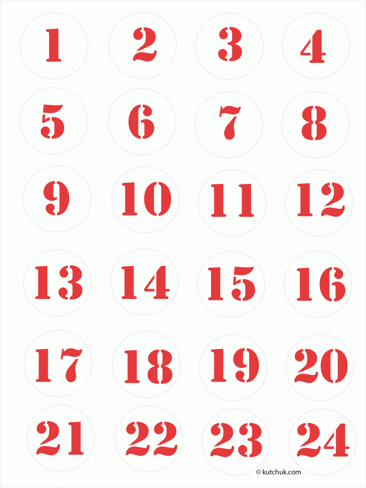 24Chiffresrouges.gif 751×1,001 Pixels | Adventkalender avec Chiffre A Decouper
