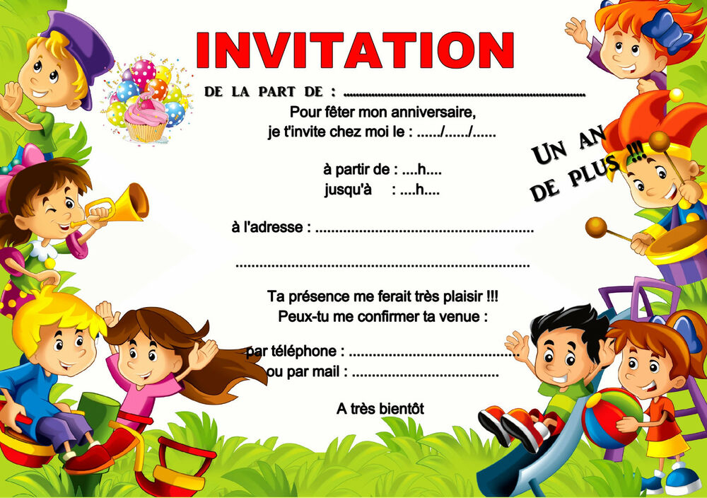 5 - 12 Ou 14 Cartes Invitation Anniversaire Enfant Jeu Ref concernant Modele Carte Invitation Anniversaire 10 Ans