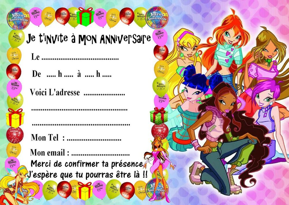 5 Cartes Invitation Anniversaire Winx 01 | Ebay dedans Carte D Invitation Anniversaire Violetta