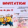 5 Ou 12 Cartes Invitation Anniversaire Les Minions Réf 255 pour Carton Invitation Anniversaire À Imprimer