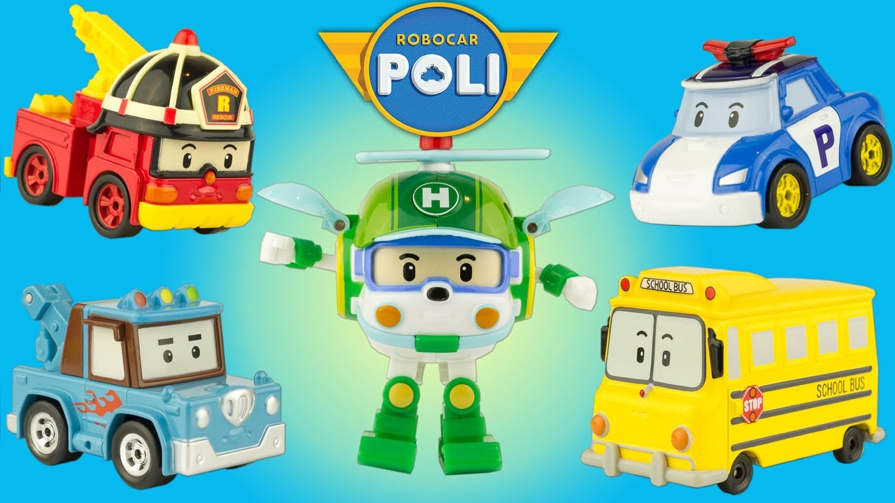 5 Personnages Robocar Poli Miniatures Voitures Diecast pour Film De Robocar Poli En Français