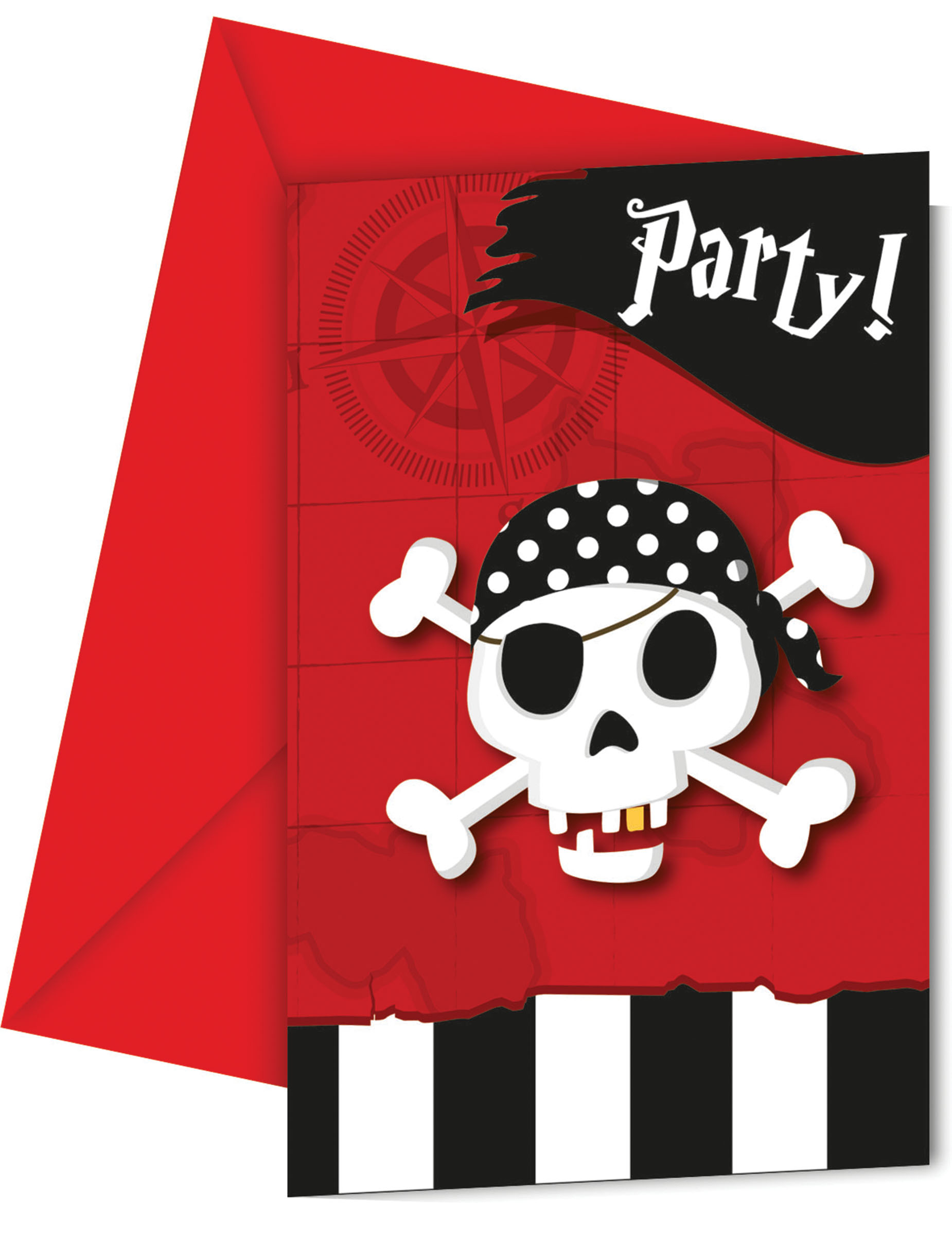 6 Cartes D'Invitation + Enveloppes Carte Au Trésor Pirate à Taille Carte Invitation Anniversaire