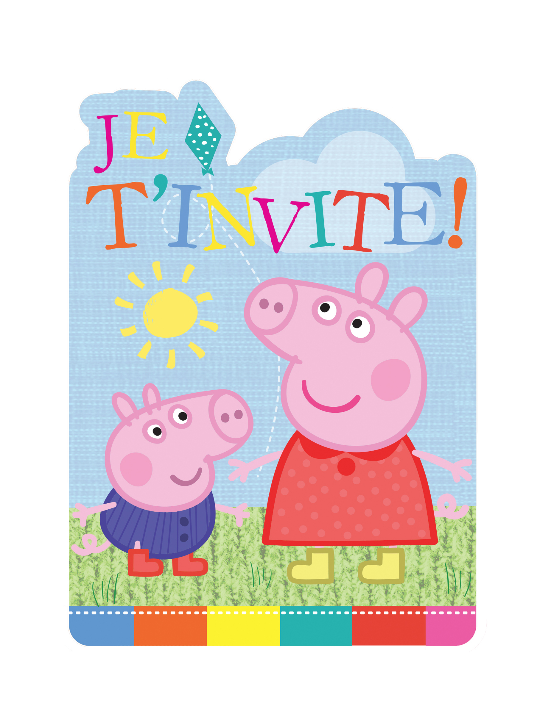 6 Cartes D'Invitation Peppa Pig ™, Décoration Anniversaire concernant Taille Carte Invitation Anniversaire