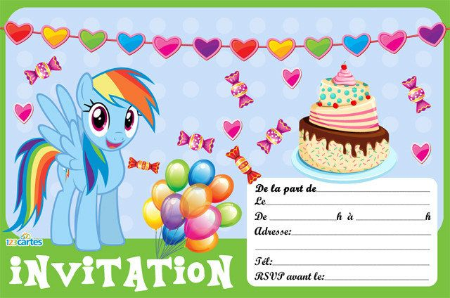 7 Invitations Anniversaire My Little Pony (Gratuits serapportantà Carte D Invitation Papillon