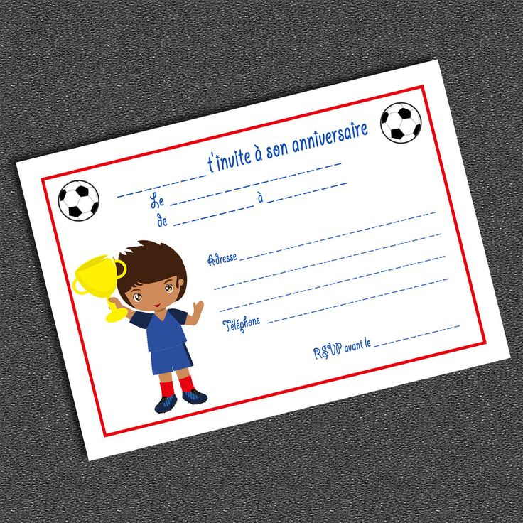 8 Cartons D'Invitation Anniversaire Football | Carte pour Carte Invitation De Foot