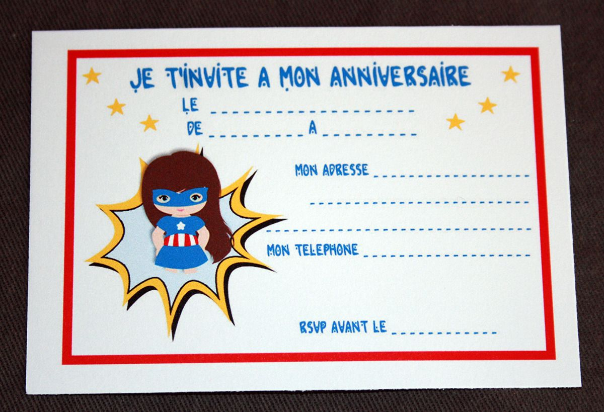 8 Cartons Invitation Anniversaire &quot;Supergirls avec Invitation Anniversaire Par Internet