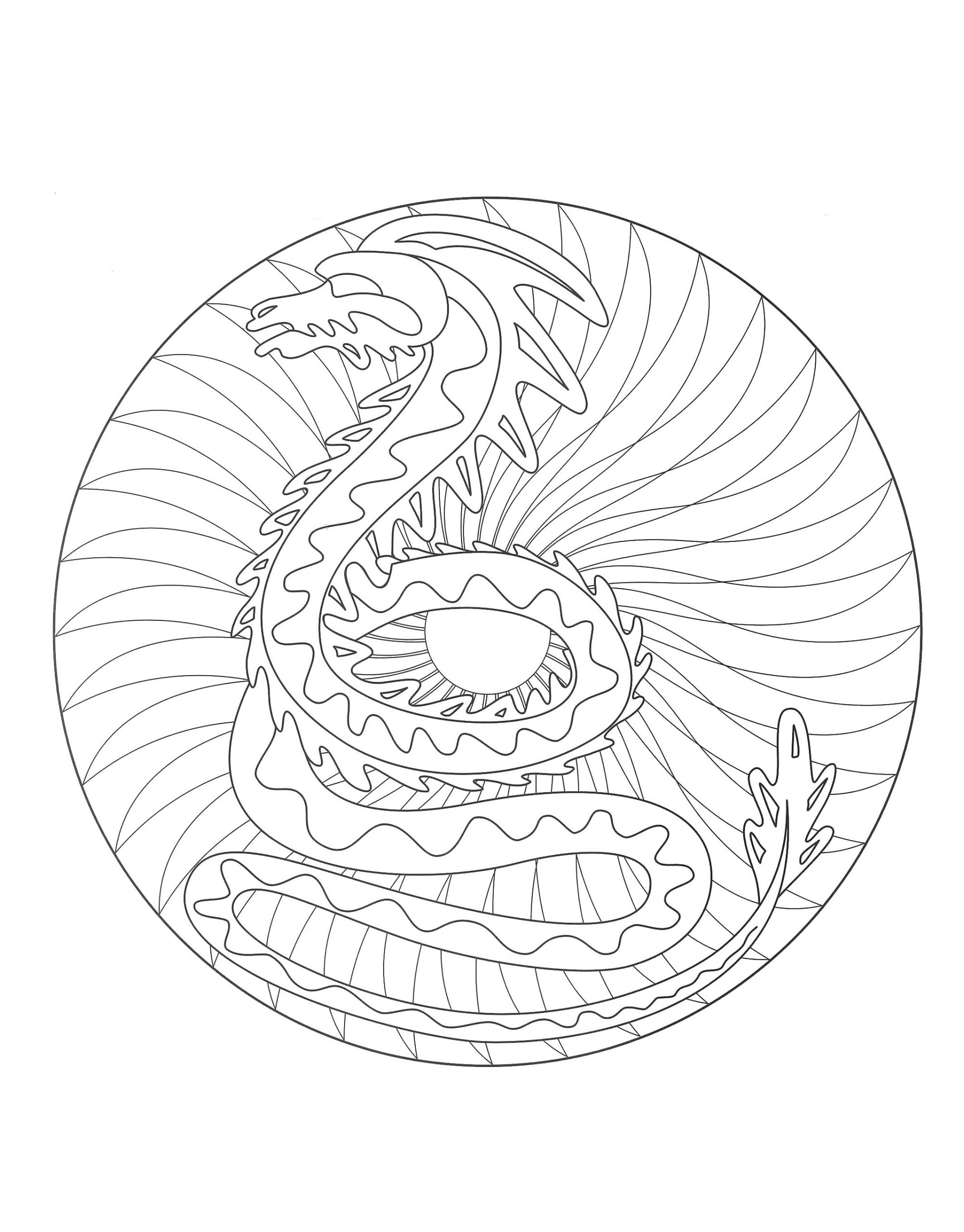 A Imprimer Mandala Dragon 2 - Coloriage Mandalas serapportantà Mandala Facile À Imprimer