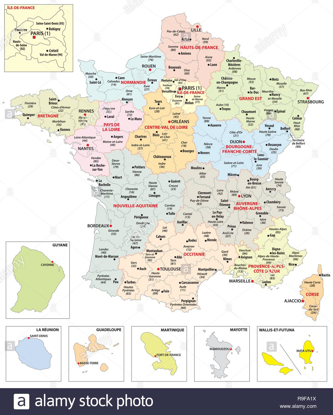 Administrative Map Of The 13 Regions Of France And intérieur 13 Régions Françaises