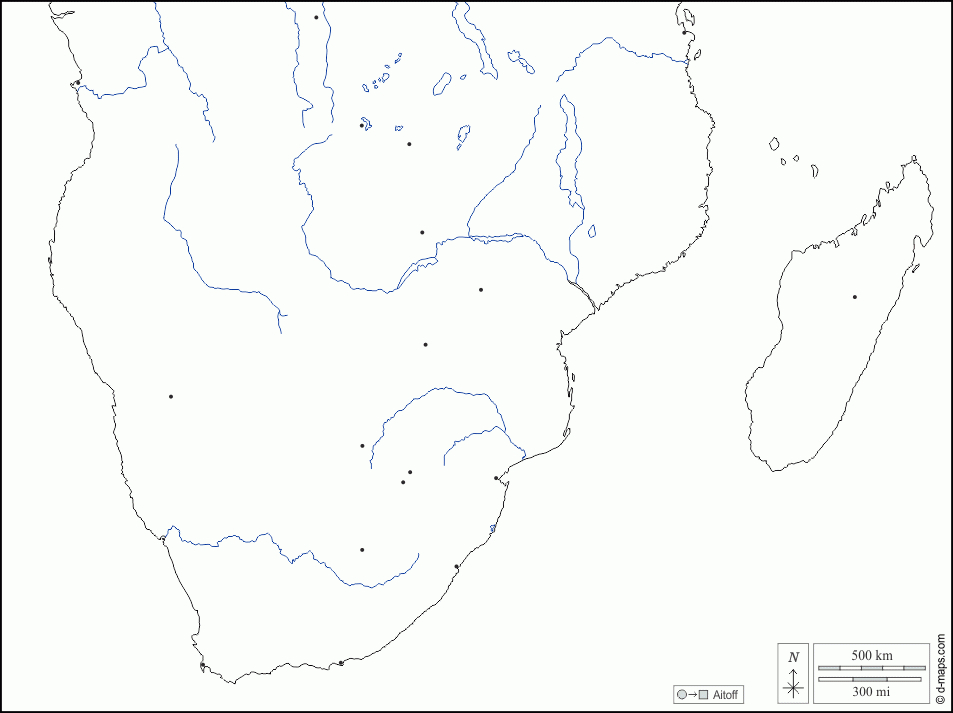 Afrique Australe Carte Géographique Gratuite, Carte encequiconcerne Carte Vierge Afrique