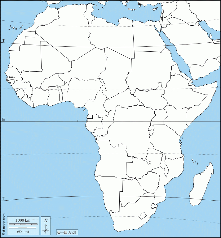 Afrique Carte Géographique Gratuite, Carte Géographique à Carte Vierge Afrique