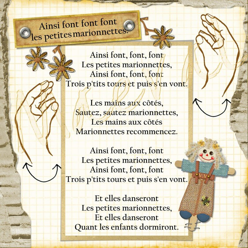 Ainsi Font, Font, Font Les Petites Marionnettes !! - Le destiné Ainsi Font Font Font Paroles