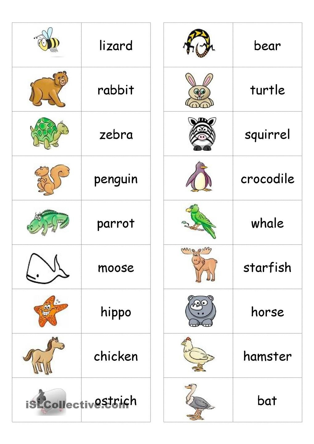 Animal Dominoes | Learning English For Kids, Kids English avec Nom D Animaux Anglais