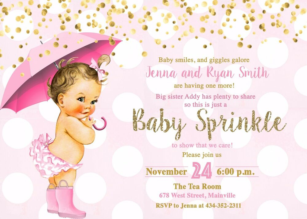 Baby Sprinkle Invitation, Girl, Pink, Gold, Baby Shower encequiconcerne Cadeau Invité Baby Shower