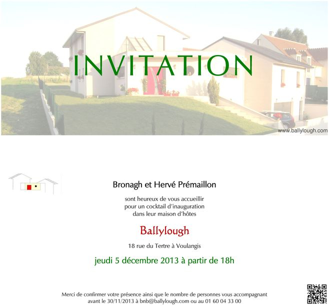 Ballylough Chambres D'Hôtes B&amp;B pour Carton Invitation Inauguration