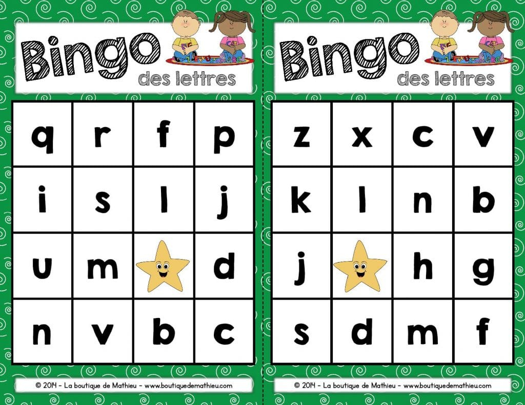 Bingo Des Lettres - La Boutique De Mathieu - Ressources concernant Grille Bingo À Imprimer