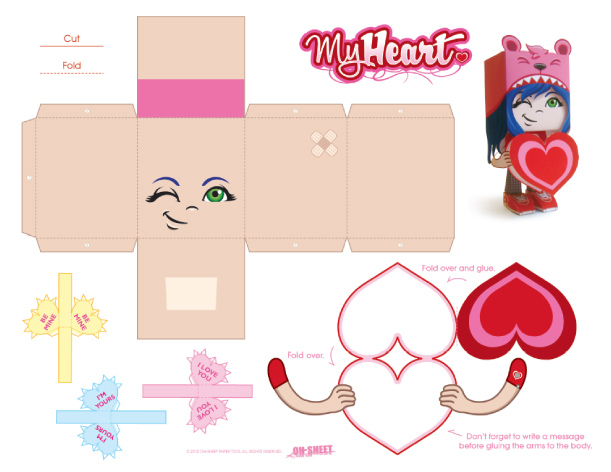Blog_Paper_Toy_Papertoy_My_Heart_Template_Preview | Paper Toy concernant Paper Toy A Imprimer