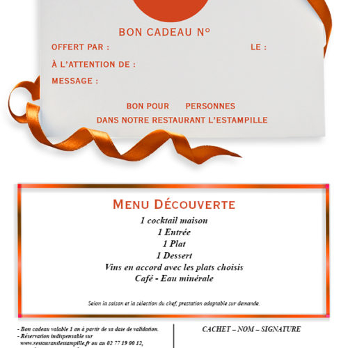Bon Cadeau Menu Restaurant Découverte Estampille encequiconcerne Cadeau Invitation Restaurant