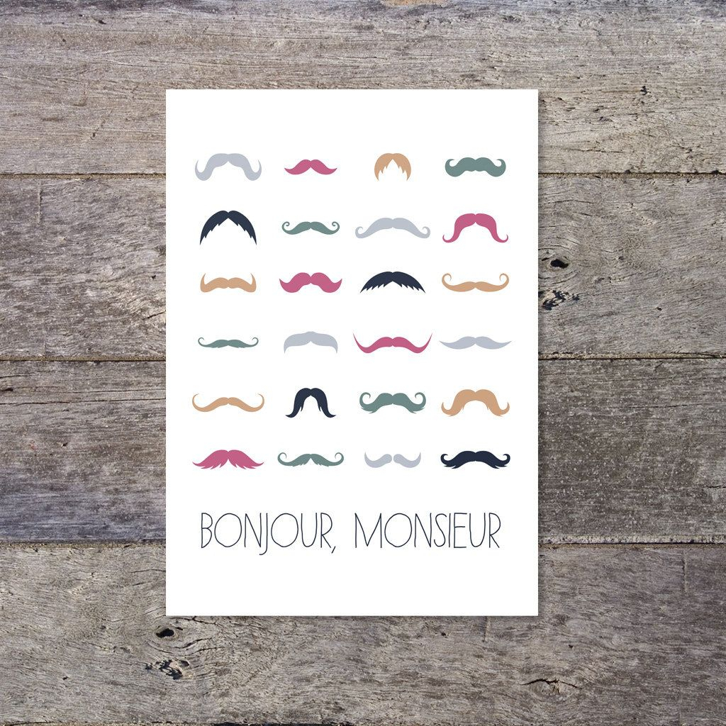 Bonjour Monsieur - Moustaches. £8.50, Via Etsy. (With encequiconcerne Bonjour Monsieur