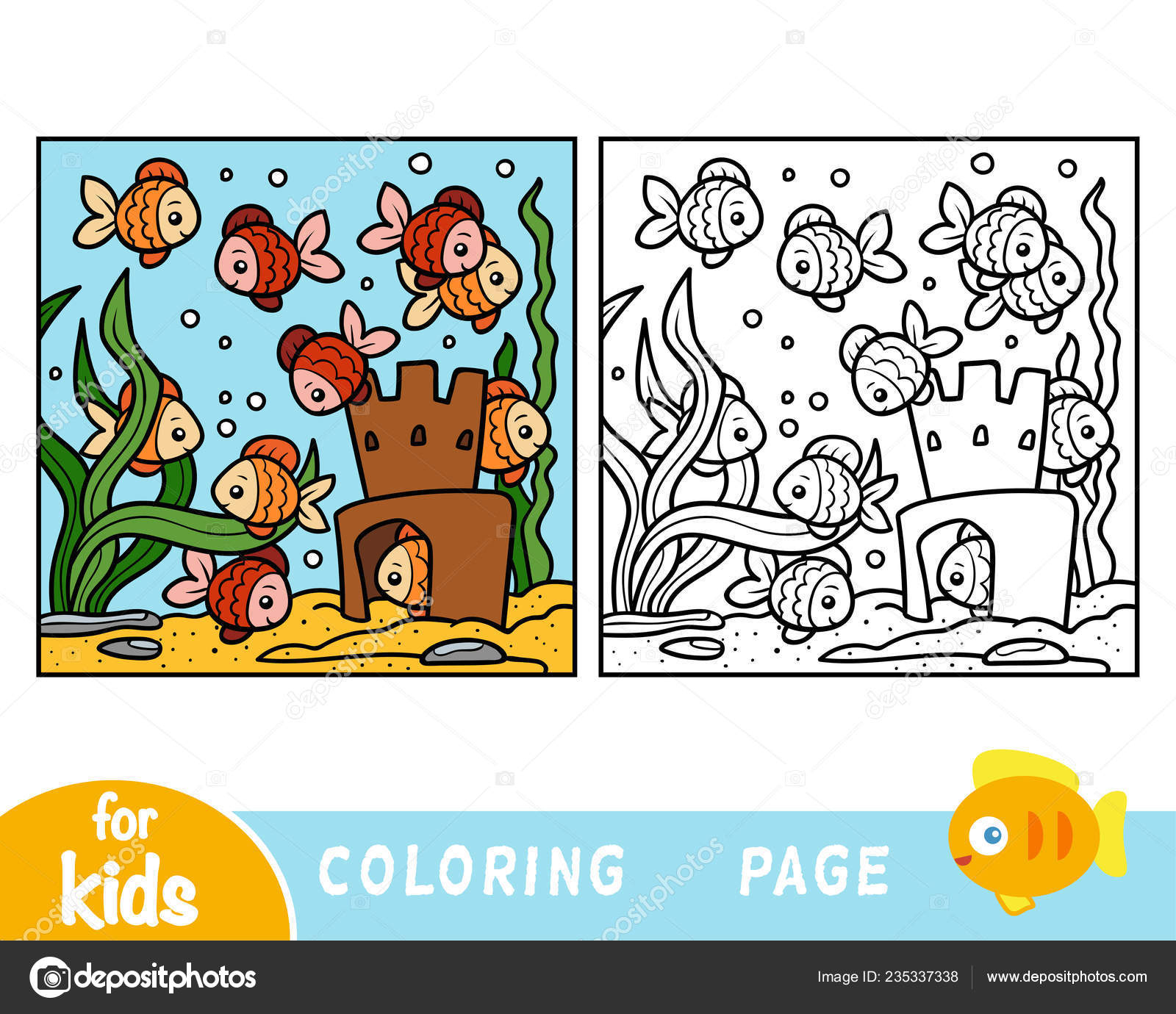 Cahier Coloriage Pour Les Enfants Dix Poissons — Image pour Cahier De Coloriage Enfant
