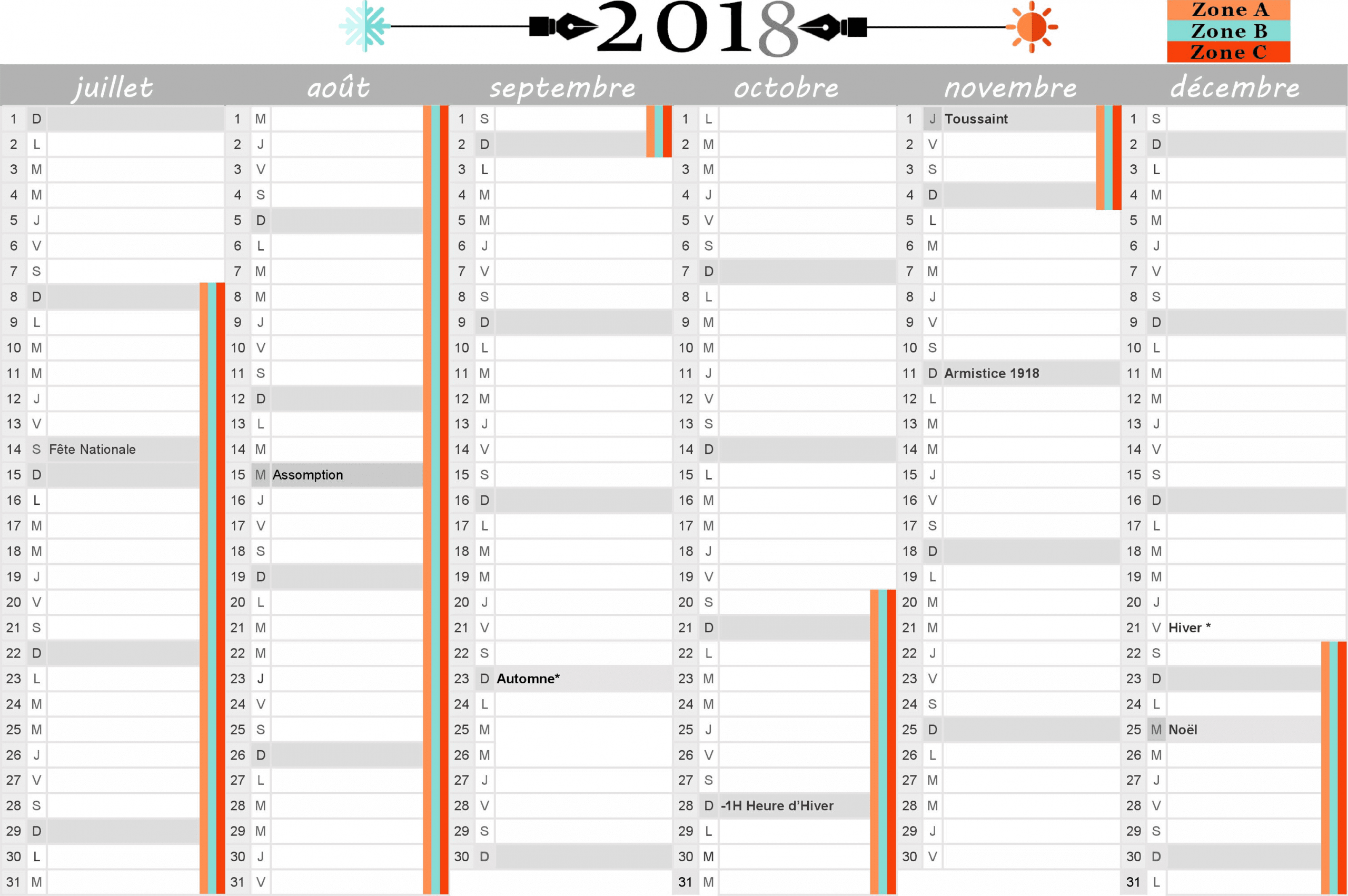 Calendrier 2018 À Imprimer : Jours Fériés - Vacances dedans Calendrier Annuel 2018 À Imprimer