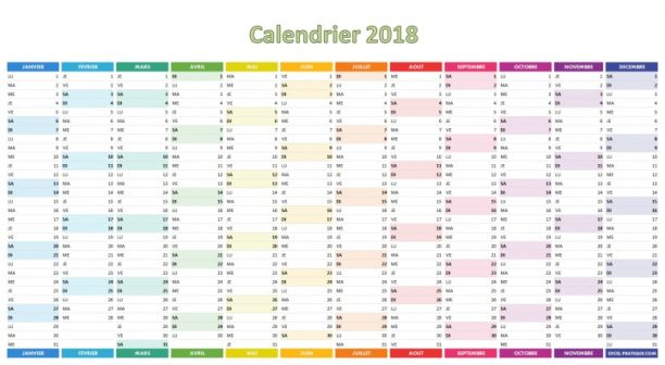 Calendrier 2018 À Imprimer : Jours Fériés, Vacances pour Calendrier 2018 À Imprimer Pdf