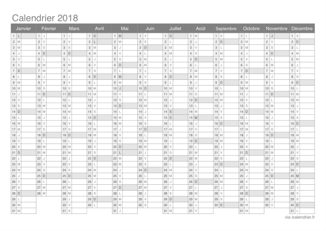 Calendrier 2018 À Imprimer Pdf Et Excel - Icalendrier encequiconcerne Calendrier 2Ème Semestre 2018