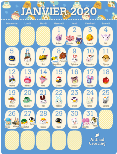 Calendrier Des Anniversaires Animal Crossing À Imprimer dedans Calendrier Des Anniversaires À Imprimer