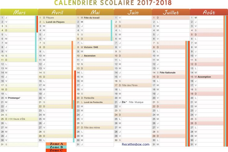 Calendrier Scolaire 2017 2018 Du 2Ème Semestre. De Mars concernant Calendrier 2Ème Semestre 2018