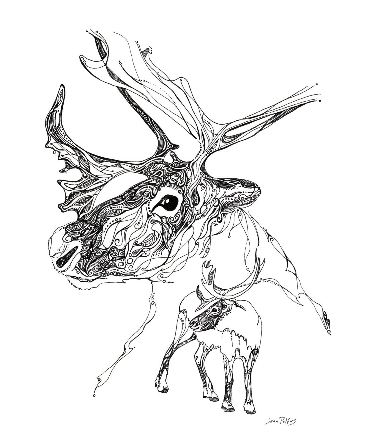Caribou Spirit Drawing Caribou Illustration Line Drawing encequiconcerne Caribou Dessin
