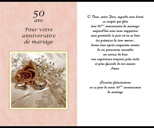 Carte 50E Anniversaire Mariage 5.25&amp;#039;&amp;#039;X8.5&amp;#039;&amp;#039; / Un tout Texte Pour Invitation Anniversaire De Mariage 40 Ans