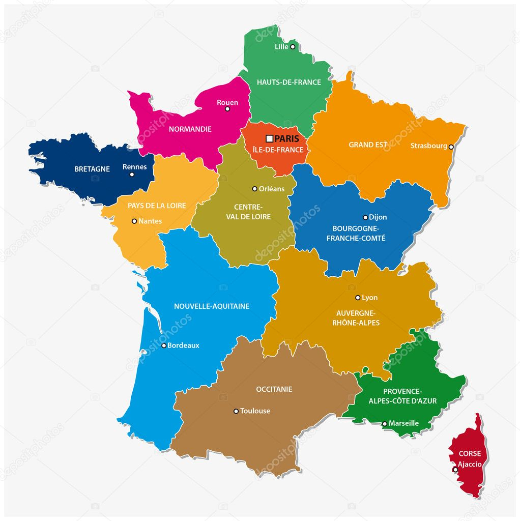 Carte Administrative Des 13 Régions De France Depuis 2016 à Carte De France Avec Les Régions