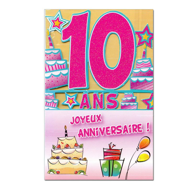 Carte Anniversaire 10 Ans Rose Découp&amp;#039;Âge - Une Carte Pour Toi tout Modele Carte Invitation Anniversaire 10 Ans