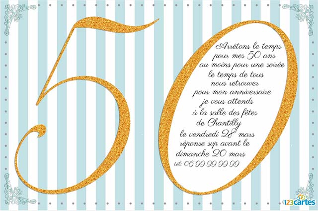Carte Anniversaire 50 Ans | Texte, Carte, Invitation , Sms destiné Carte Invitation Pour 50 Ans De Mariage