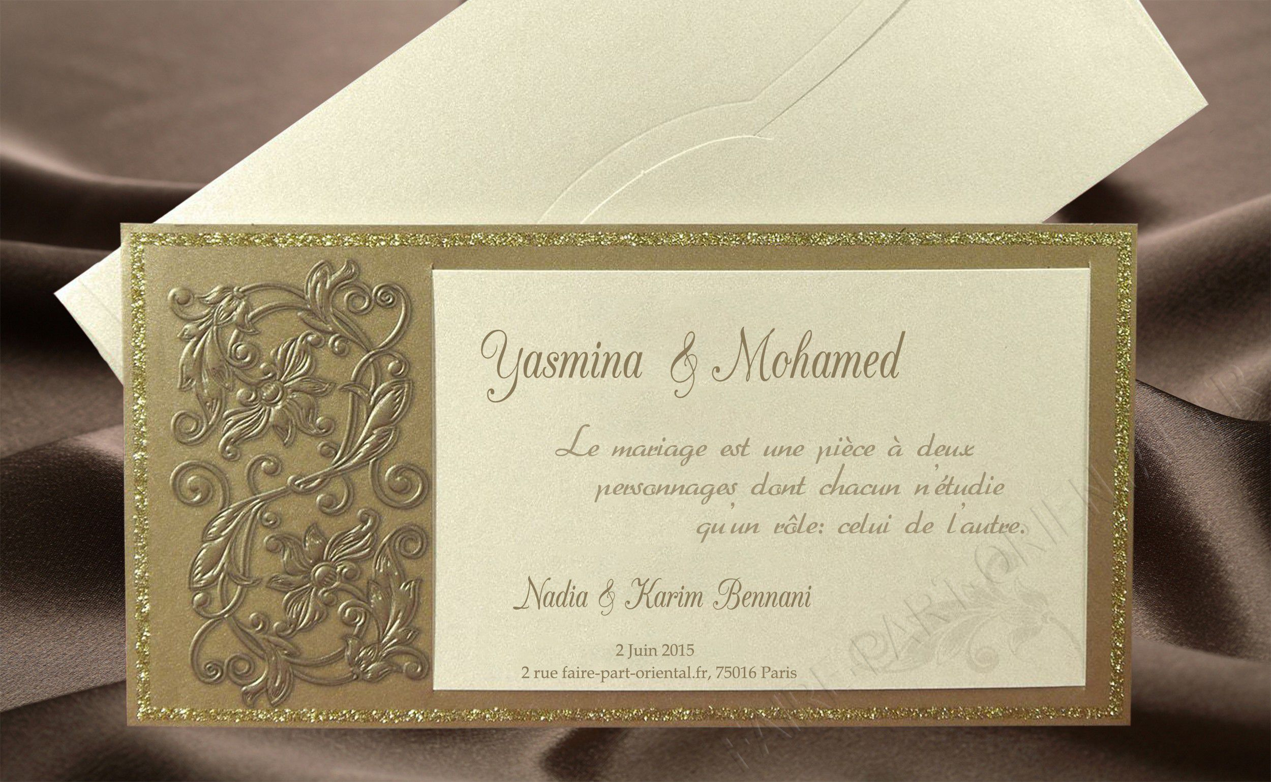 Carte Anniversaire : Carte D Invitation Mariage Orientale serapportantà Invitation Mariage Musulman