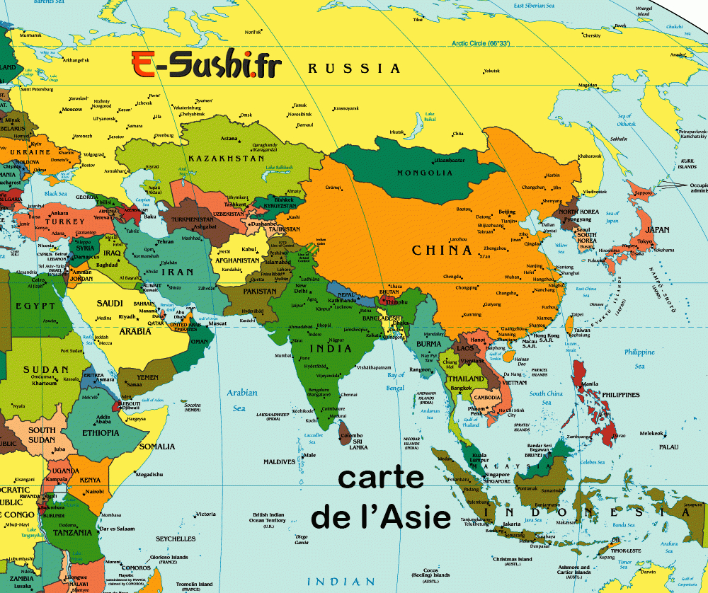Carte Asie - Plan Géoraphique | Arts Et Voyages | Carte dedans Capitale D Asie