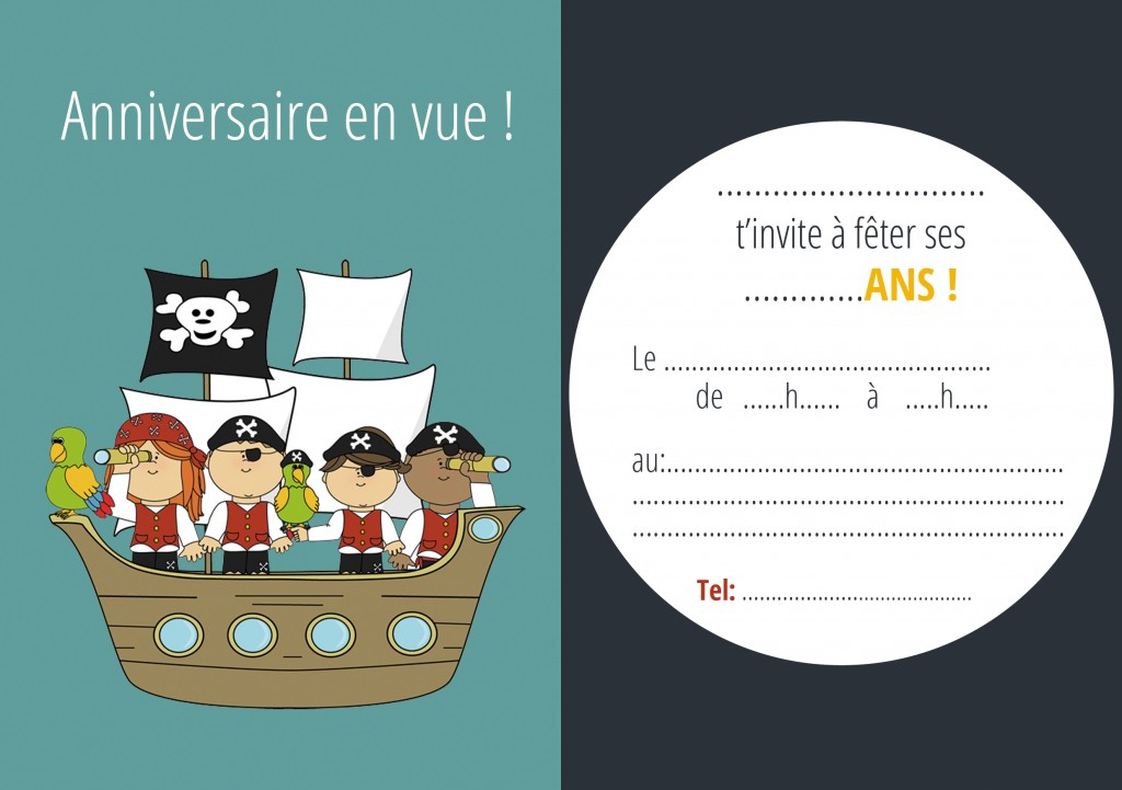Carte Bateau Pirate | Mon Anniversaire Pirate pour Carte Invitation Anniversaire Garçon Gratuite