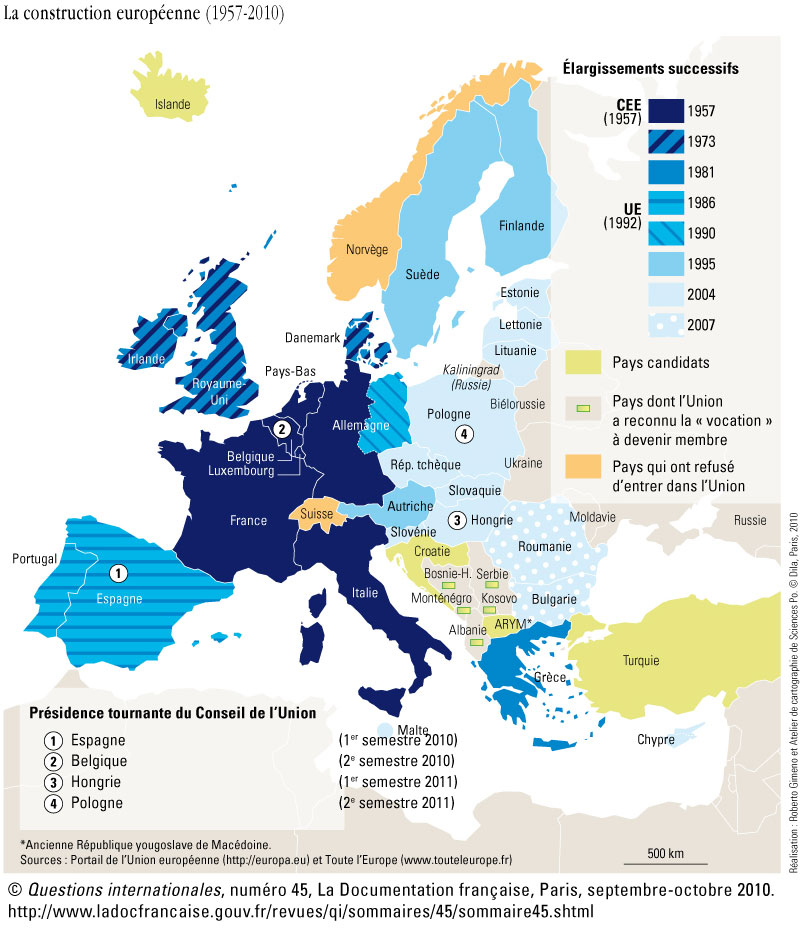 Carte Construction Européenne (1957-2010) destiné Carte Union Européenne 2017