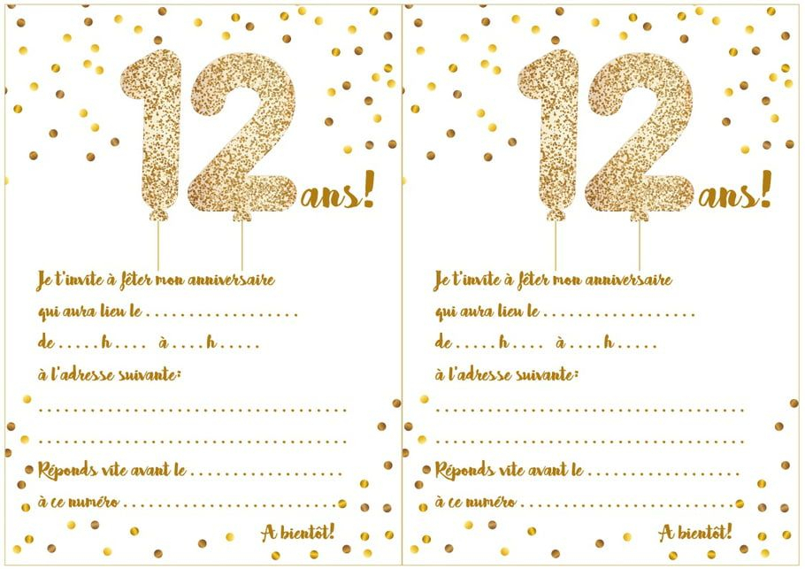Carte D Invitation Anniversaire Ado Fille 12 Ans pour Carton D Invitation Anniversaire Adulte