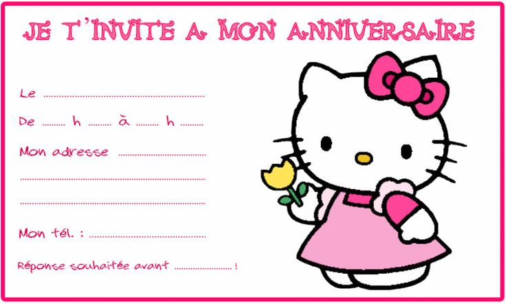 Carte D'Anniversaire Hello Kitty Gratuite À Imprimer pour Modele Carton Invitation Anniversaire