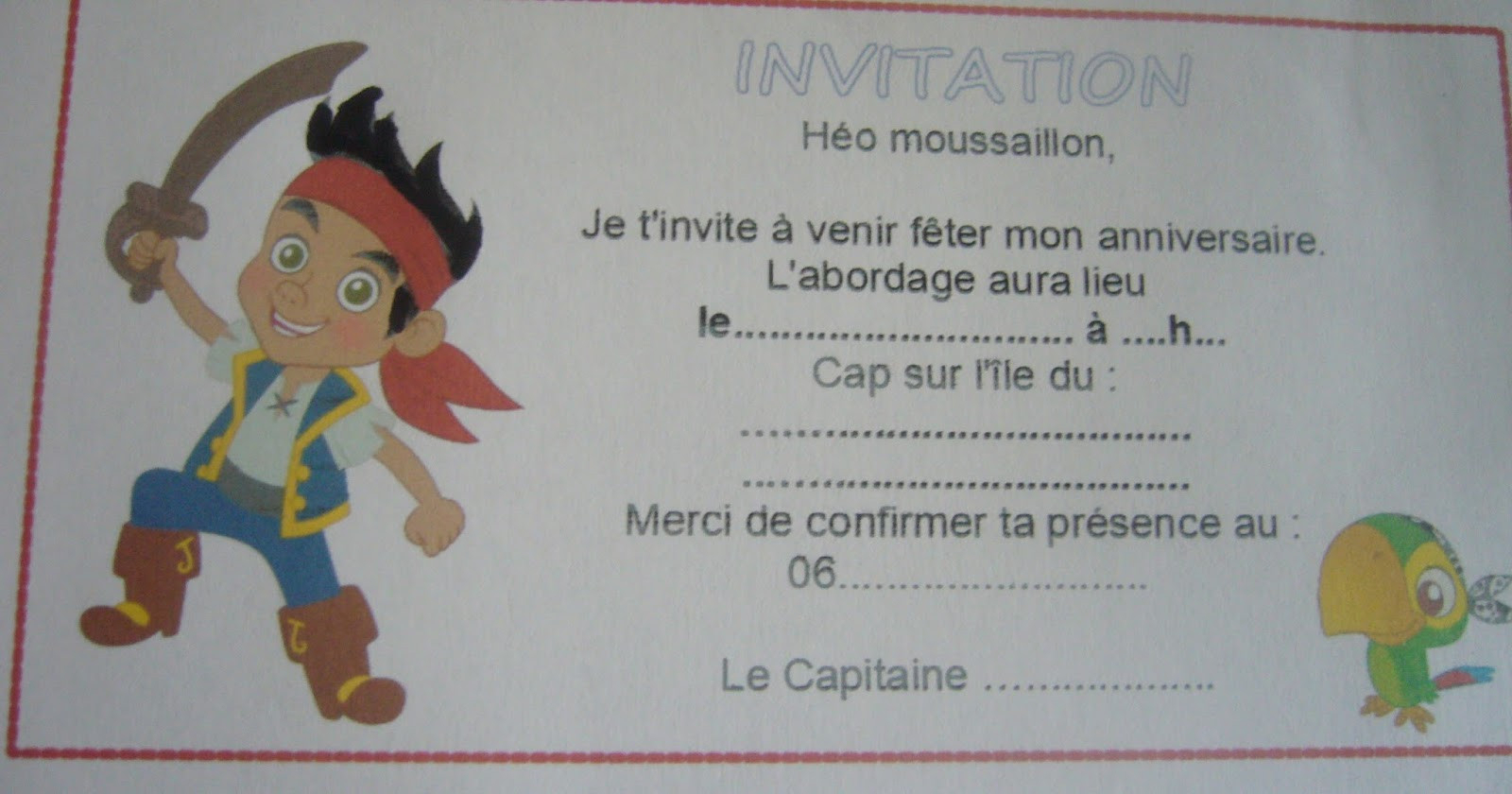 Carte D&amp;#039;Anniversaire Jack Et Les Pirates Inspirational pour Carte Invitation Pirate