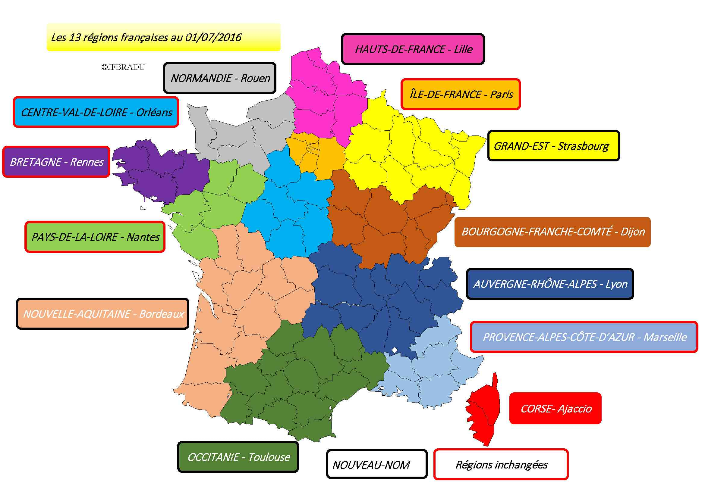 Carte De France 13 Régions » Vacances - Guide Voyage dedans Decoupage Region France