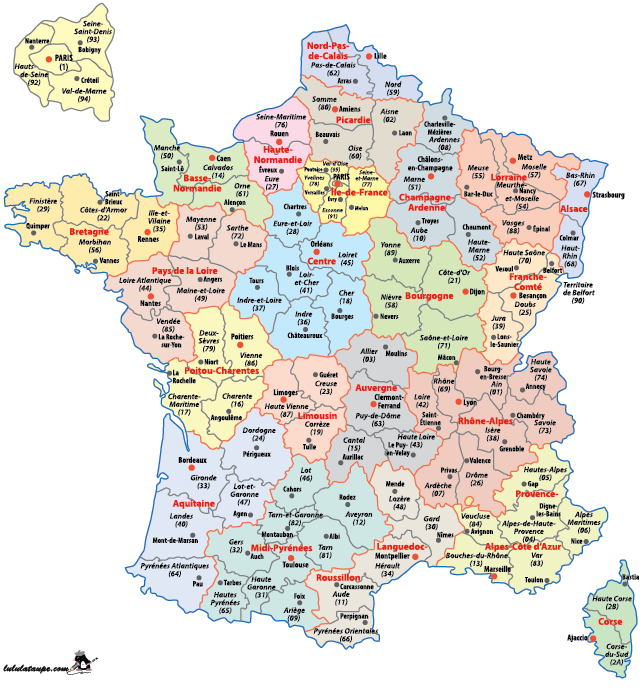 Carte De France À Imprimer, Départements, Préfectures avec Plan De La France Par Departement