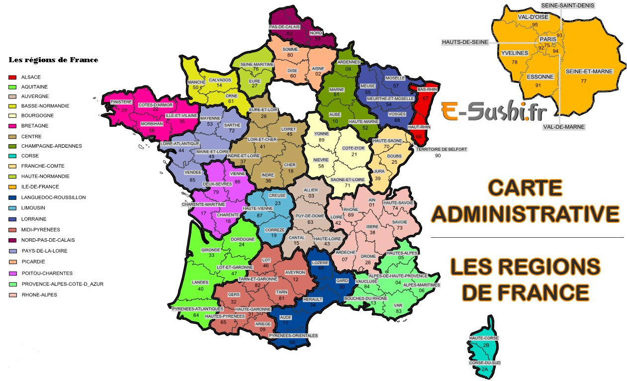 Carte De France Avec Departements Et Regions - Les à Carte De France Par Régions Et Départements