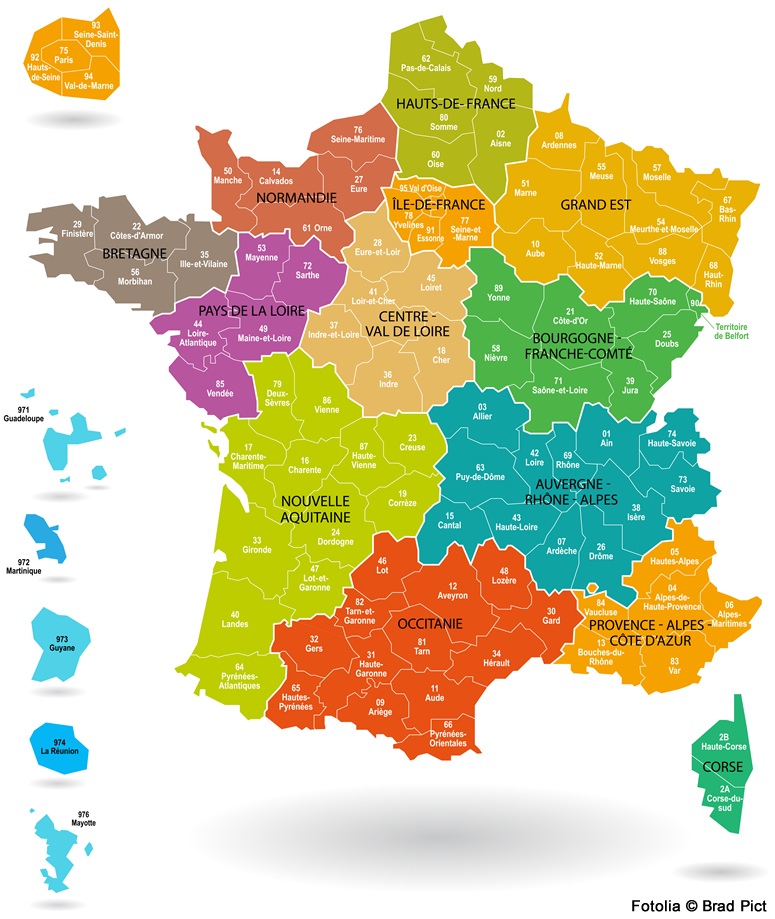 Carte De France Avec Départements - Voyages - Cartes concernant Carte De France Des Régions Vierge