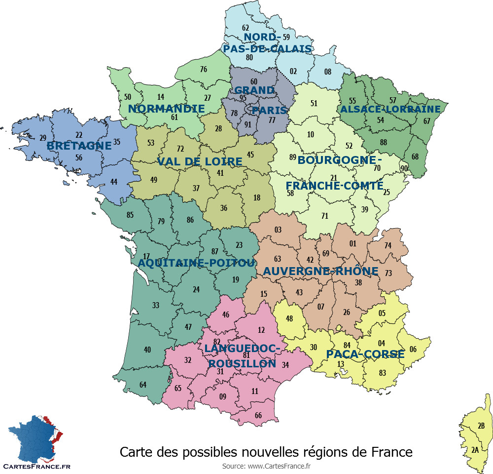 Carte De France Avec Les Nouvelles Régions avec Carte De France Avec Les Régions