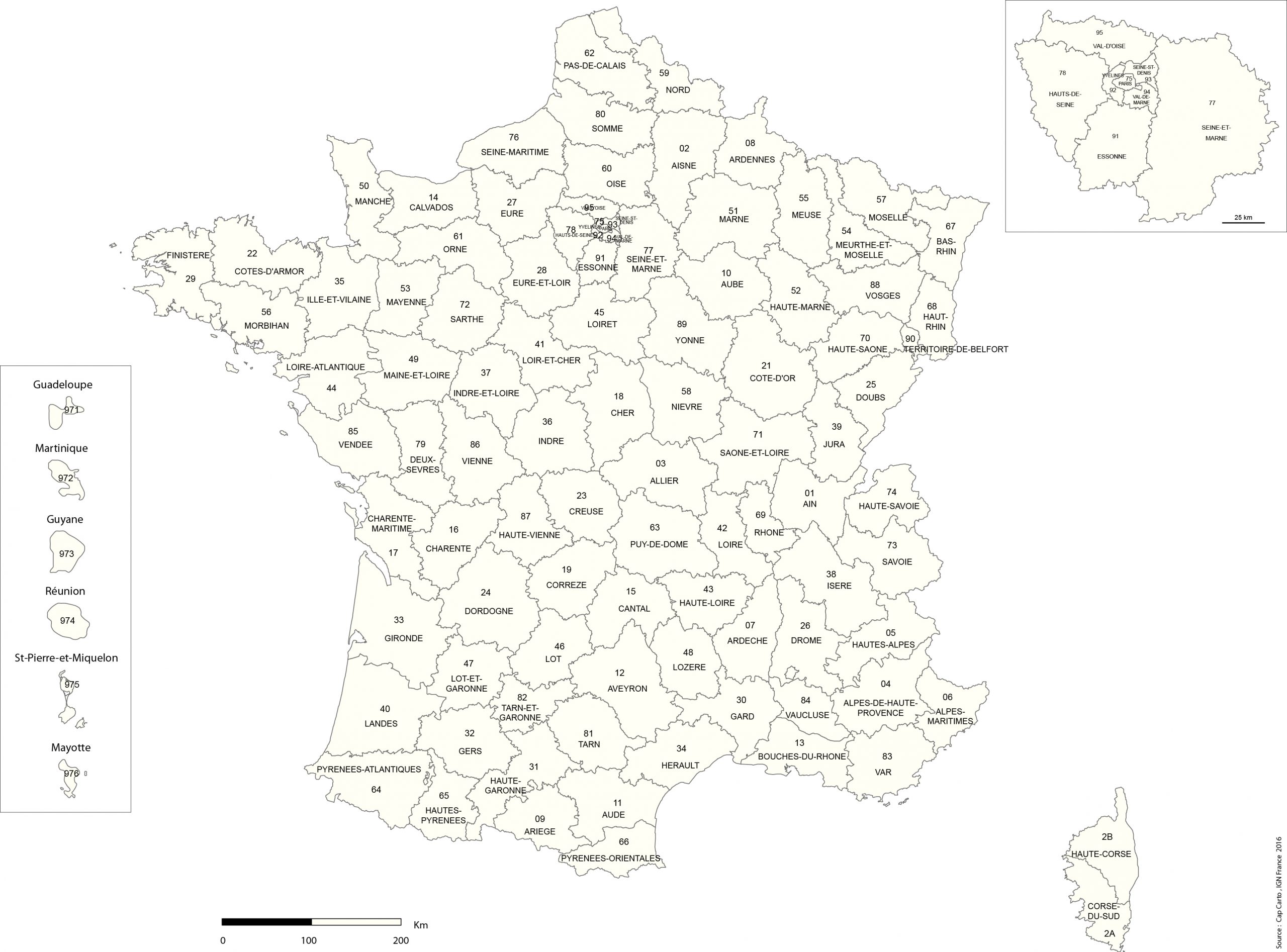 Carte De France Avec Numero De Departement - Les intérieur Carte Departement Francais Avec Villes
