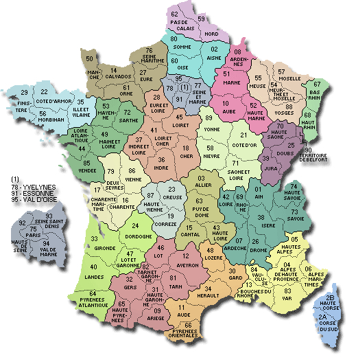 Carte De France: Carte De France Avec Départements à Région Et Département France